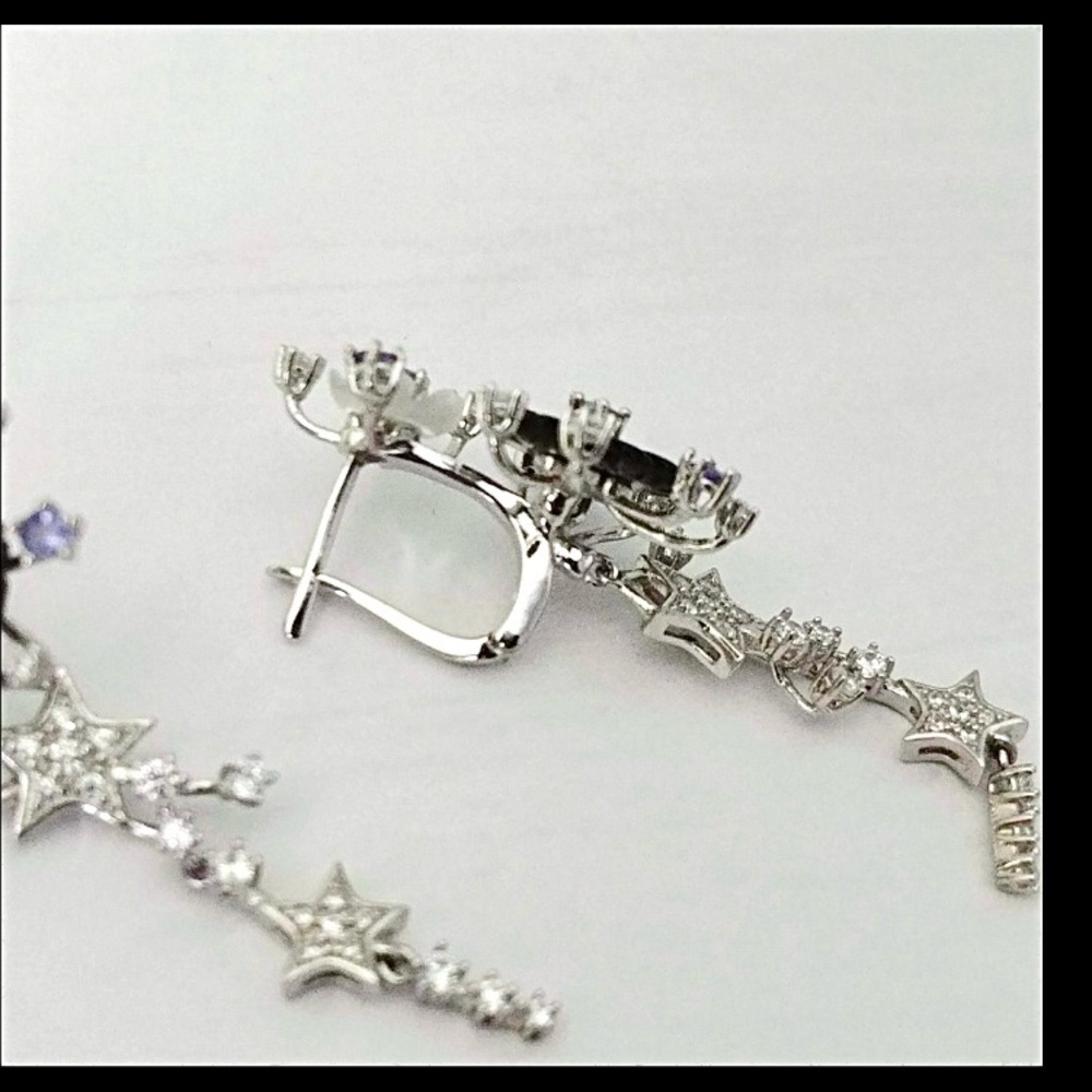 Artisan Tanzanite Floral Sterling Earrings - Picture 5 of 10